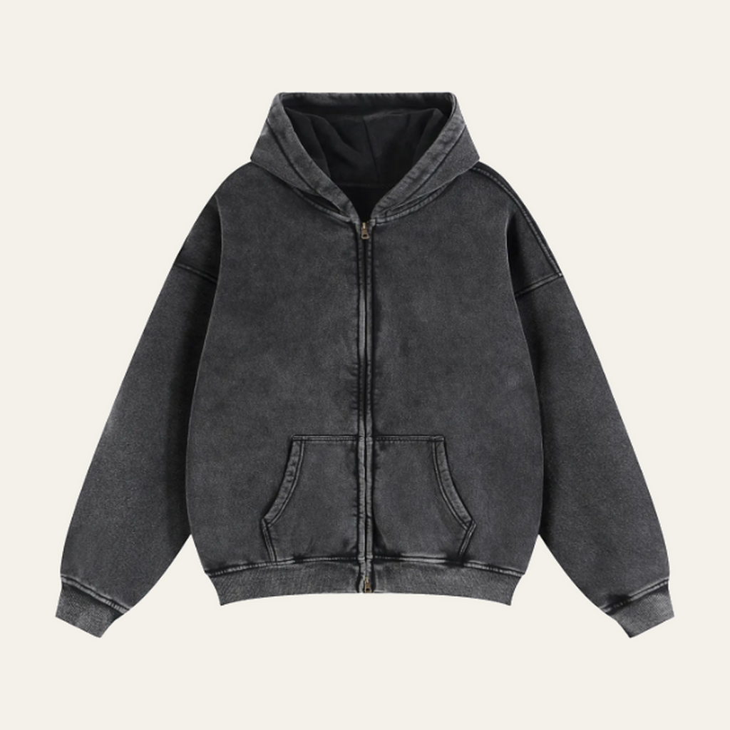 Zip-Through Boxy Fleece Hoodie