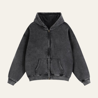 Zip-Through Boxy Fleece Hoodie