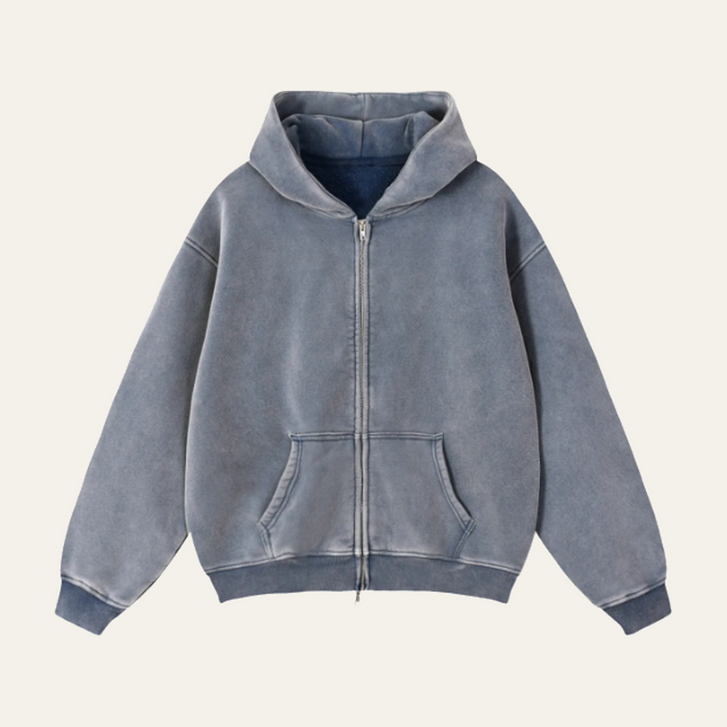 Zip-Through Boxy Fleece Hoodie