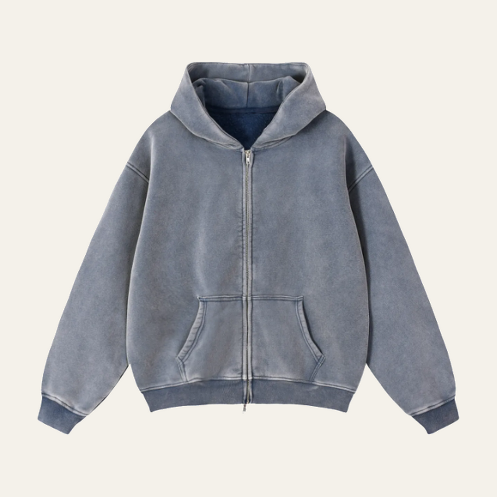 Zip-Through Boxy Fleece Hoodie