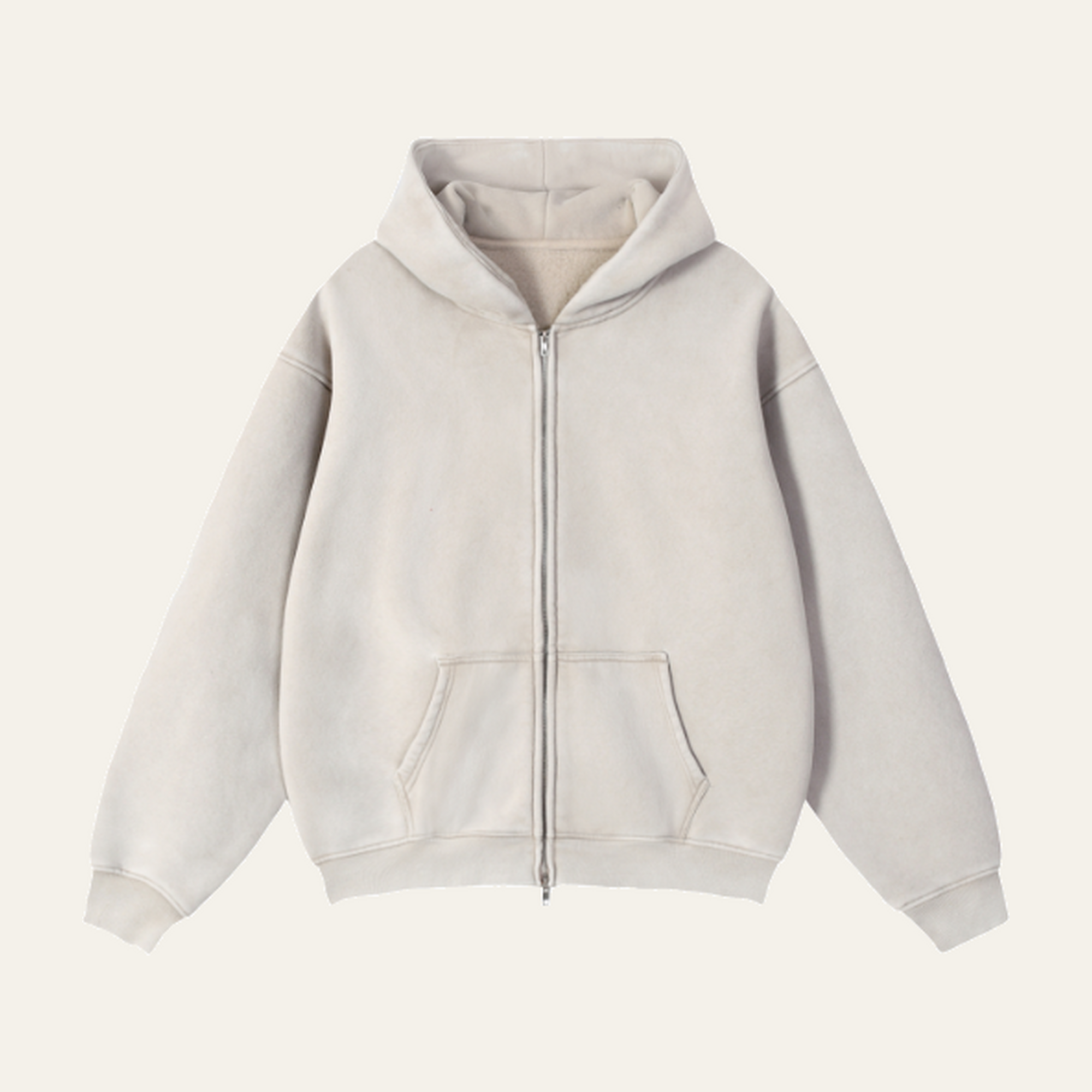 Zip-Through Boxy Fleece Hoodie