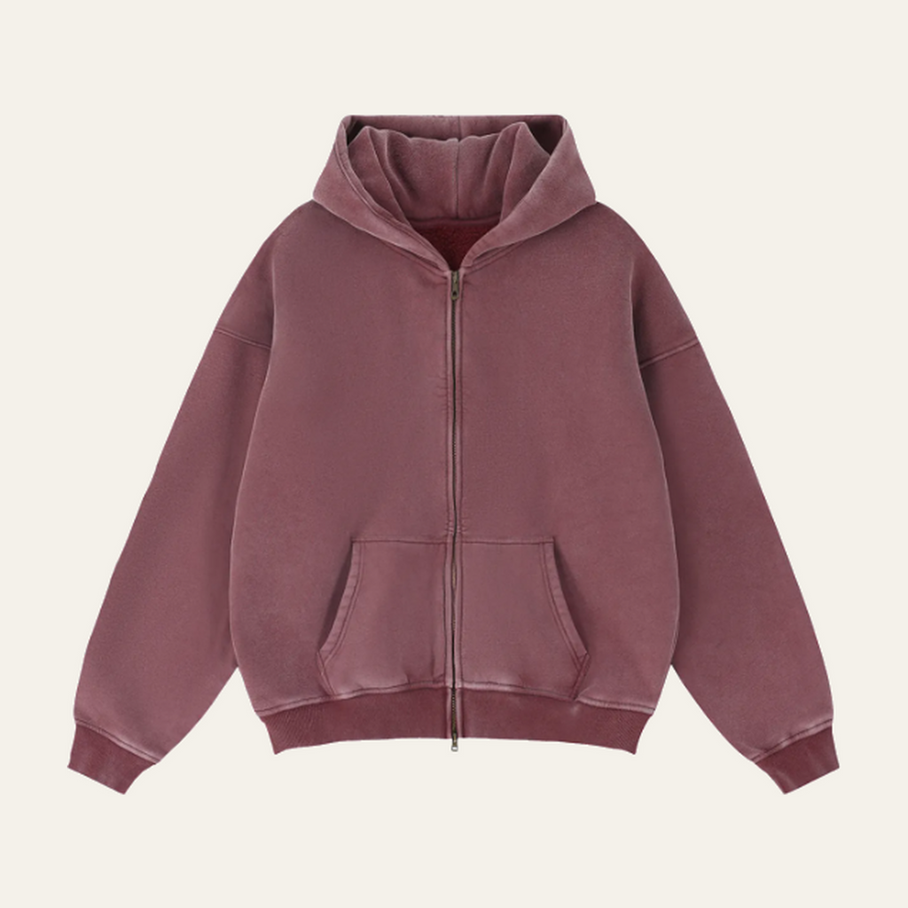 Zip-Through Boxy Fleece Hoodie
