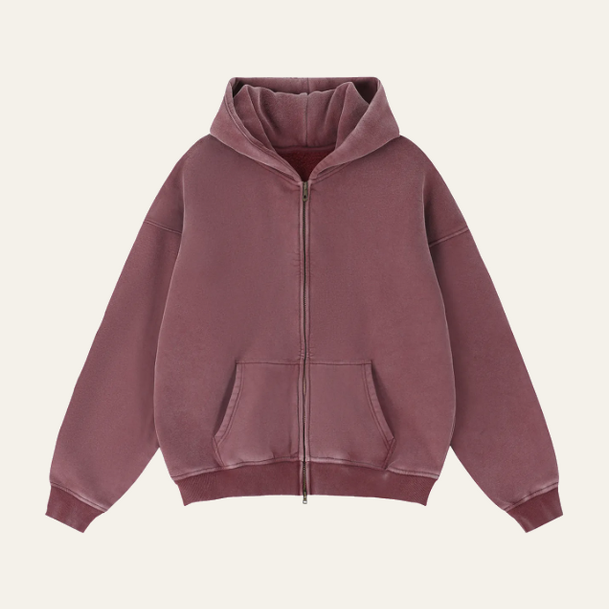 Zip-Through Boxy Fleece Hoodie