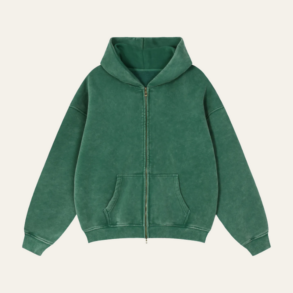 Zip-Through Boxy Fleece Hoodie