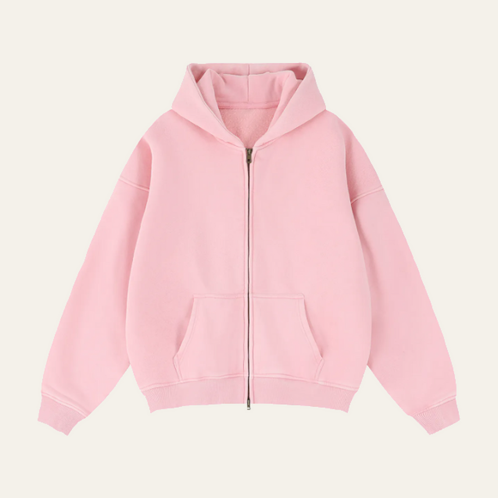 Zip-Through Boxy Fleece Hoodie
