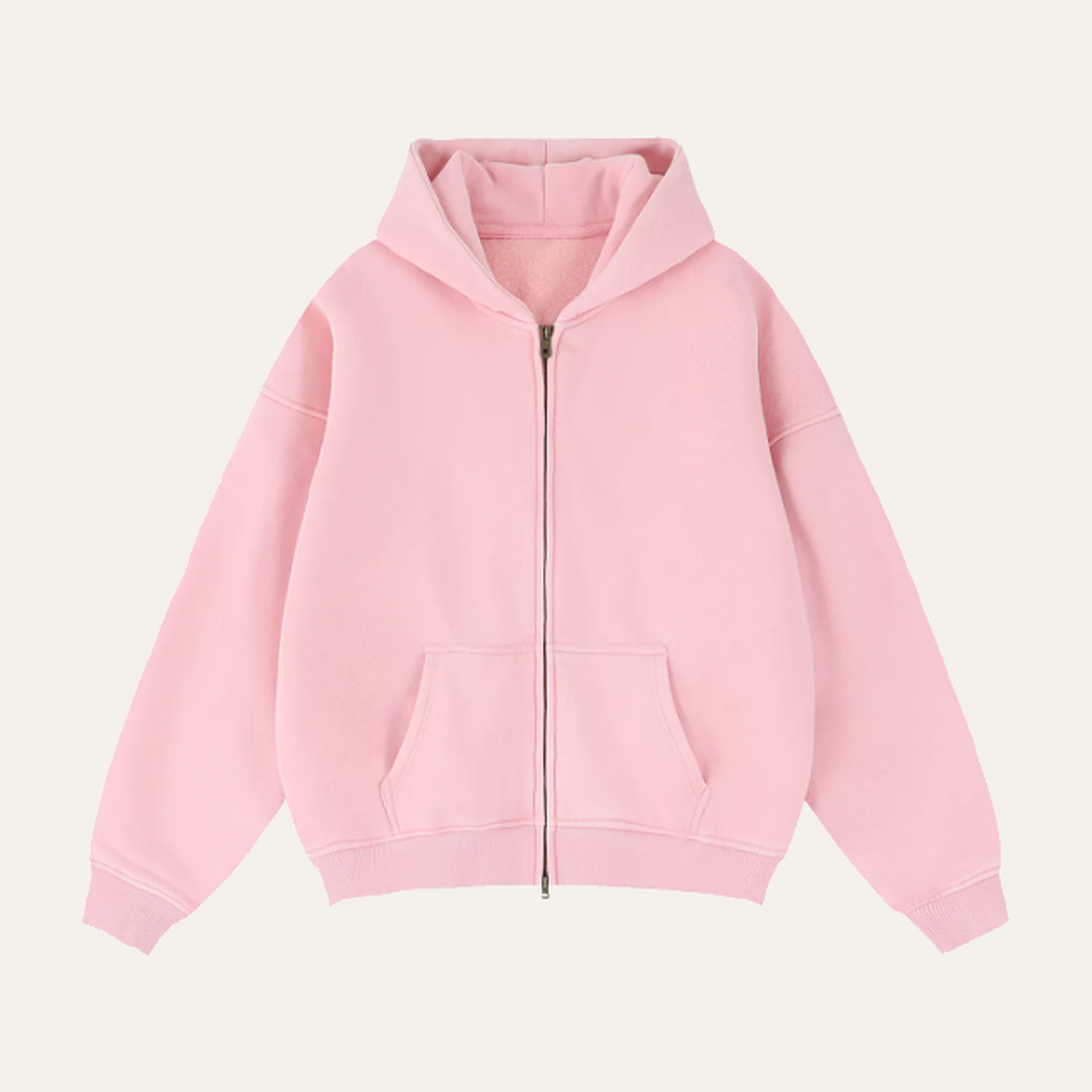 Zip-Through Boxy Fleece Hoodie