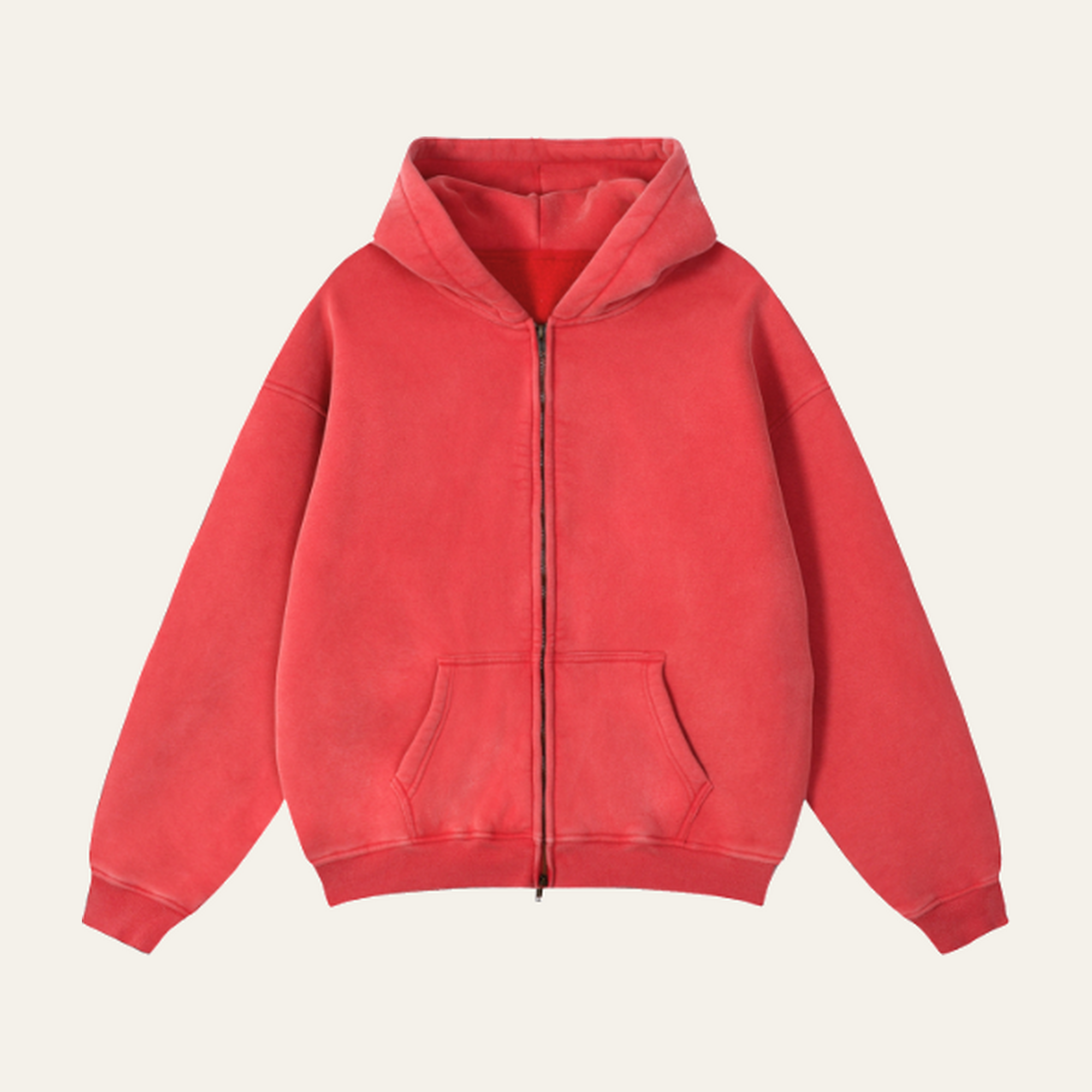 Zip-Through Boxy Fleece Hoodie