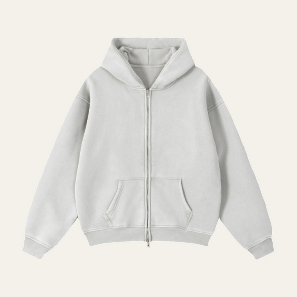 Zip-Through Boxy Fleece Hoodie