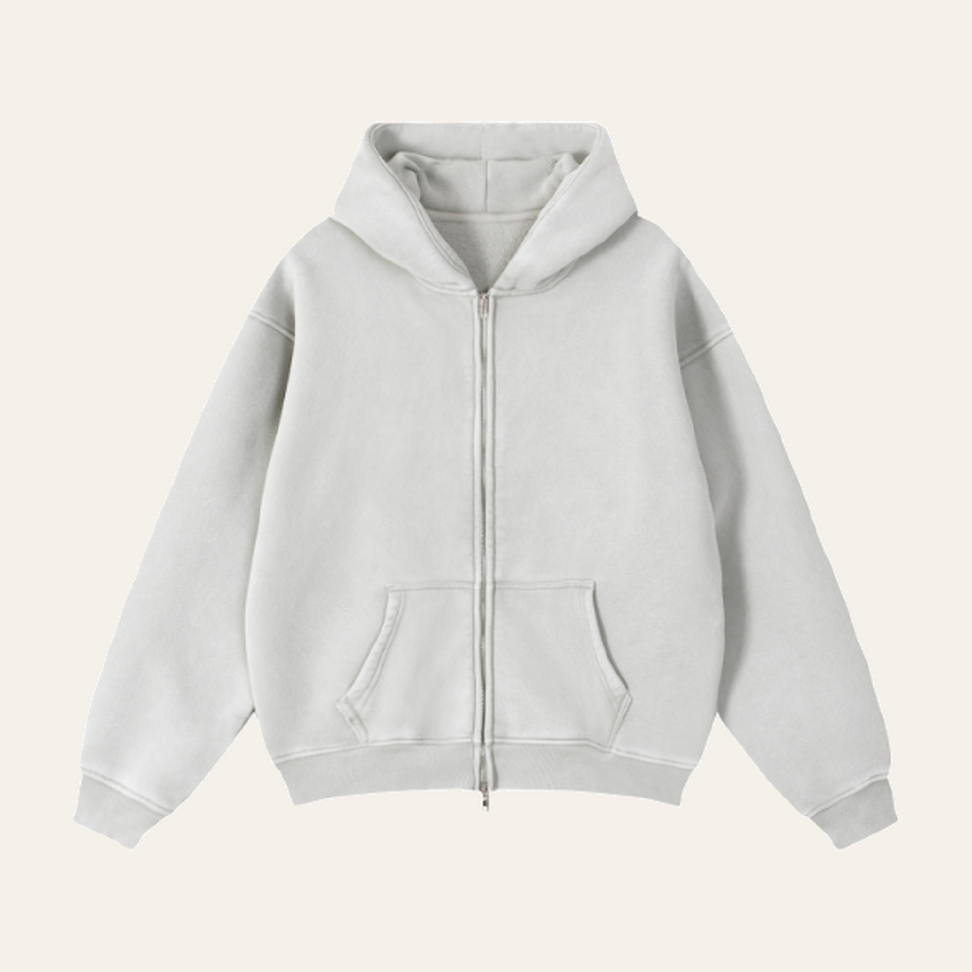 Zip-Through Boxy Fleece Hoodie